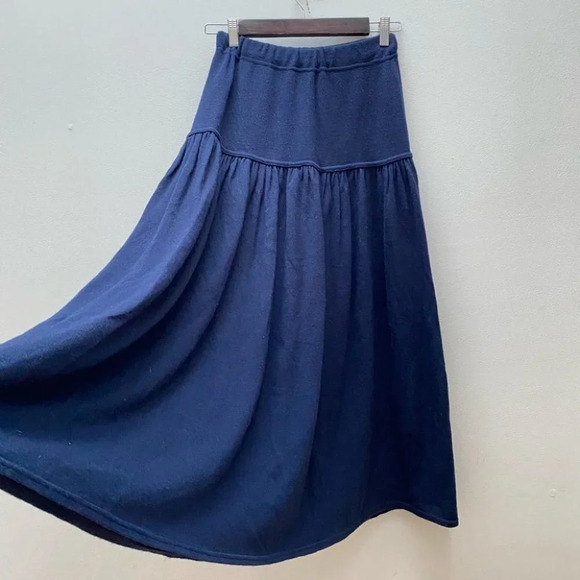 Vintage - Dark Blue Wool Blend Skirt - Picture 3 of 4